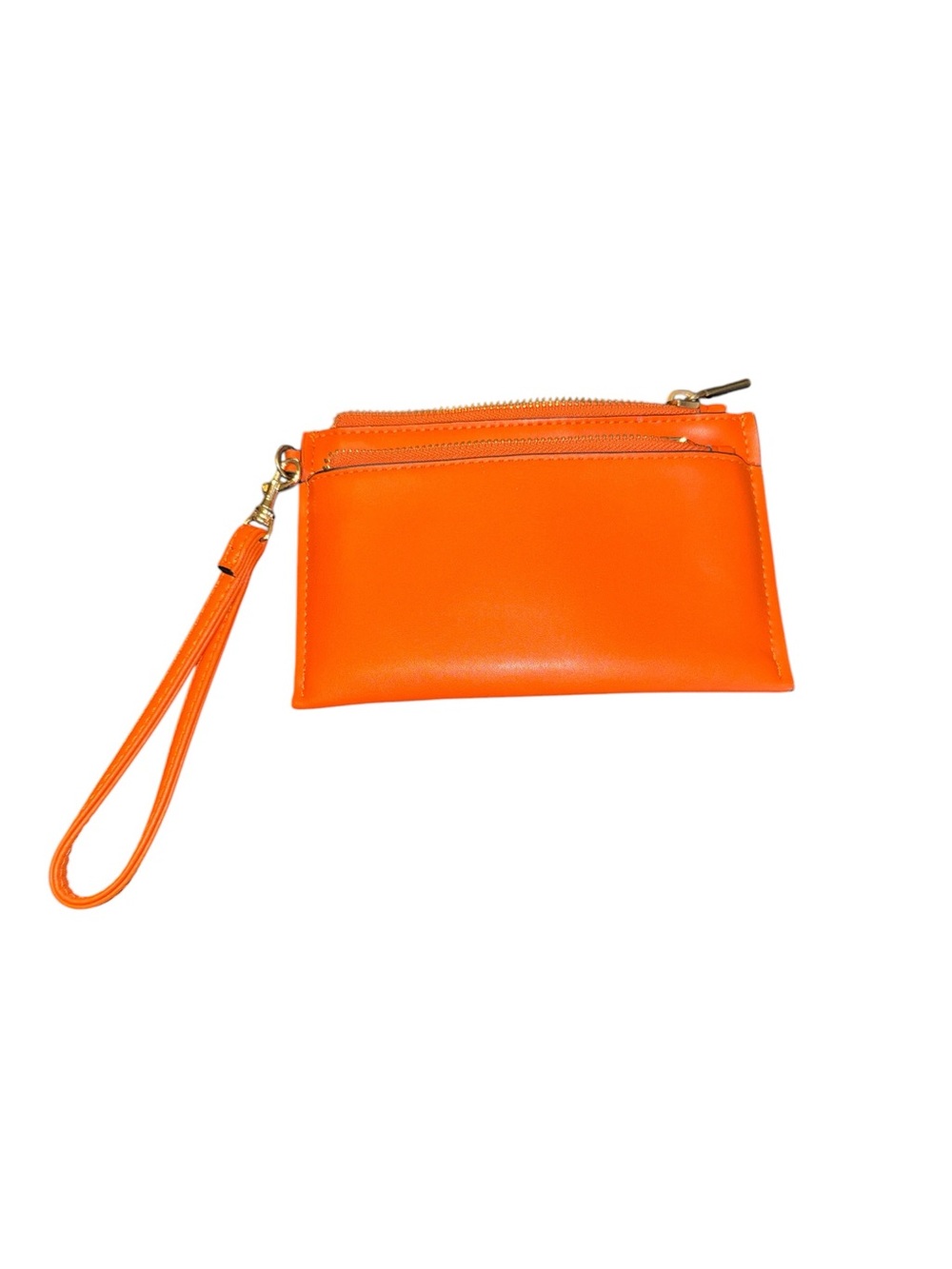 A New Day Orange Wristlet Wallet Double Zip Card Holder Clutch